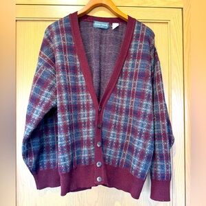 Vintage Kenneth Roberts Made in Italy Grandpa Sweater Plaid Cardigan / large